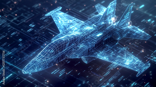 A airplane on a futuristic background ai generated