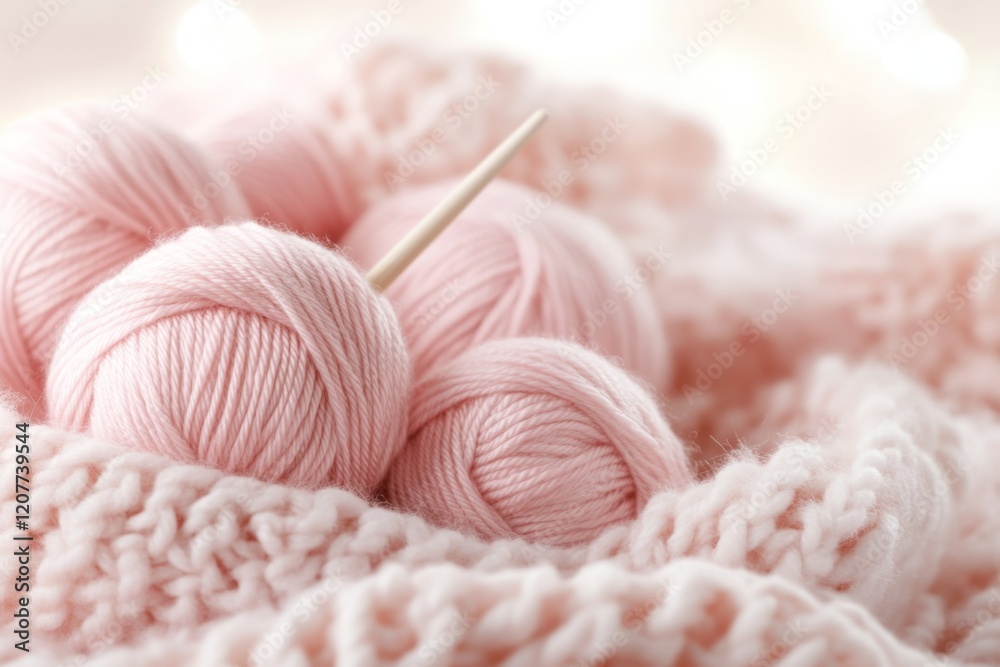 A hyper-realistic close-up of yarn being looped on knitting needles, showing fine fibers, soft textures, and the intricate stitch details A hyper-realistic close-up of yarn being looped on knitting needles, showing fine fibers, soft textures, and the intricate stitch details