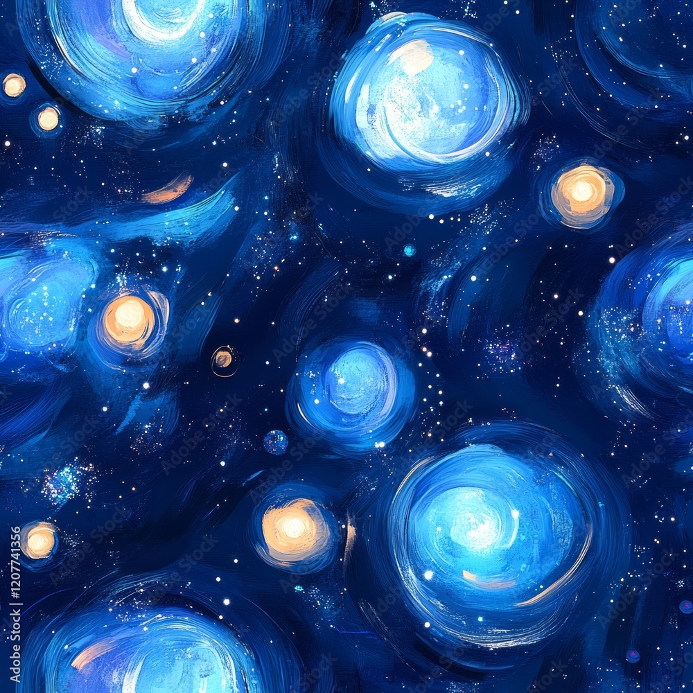 custom made wallpaper toronto digitalSeamless Pattern - Abstract cosmic art, swirling blues and golds.