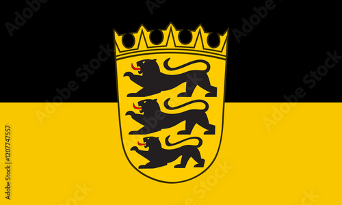 Lesser coat of arms of Baden-Wurttemberg on the national flag of Baden. Illustration