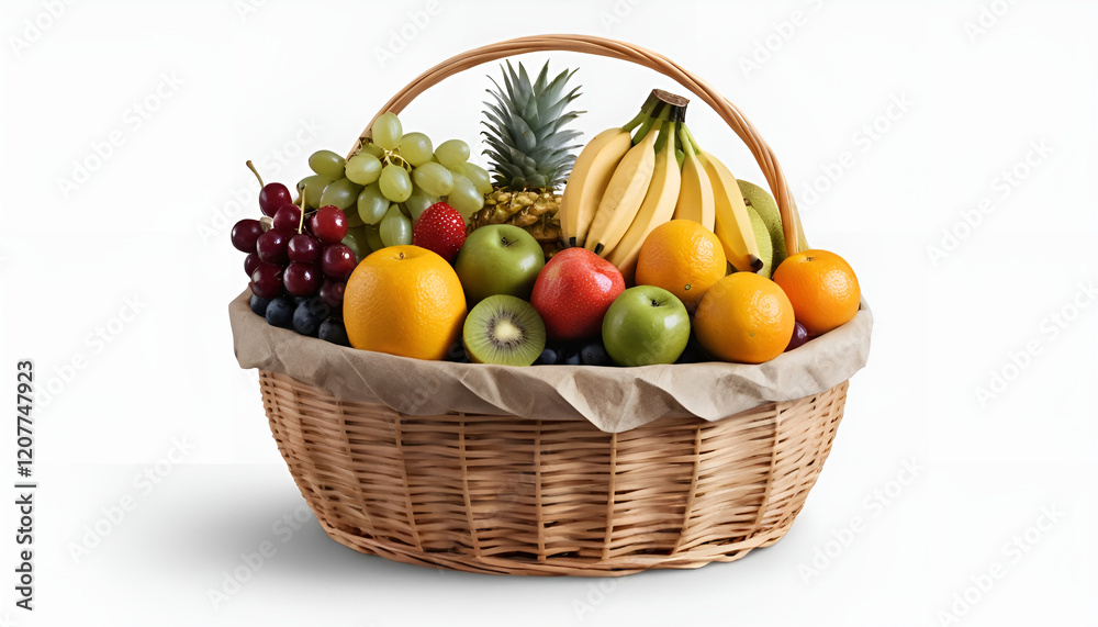 A fruit basket against a transparent background A fruit basket against a transparent background