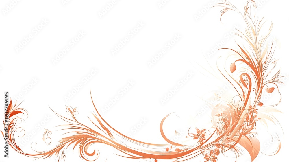 Abstract Orange Floral Design Swirling Lines Abstract Orange Floral Design Swirling Lines