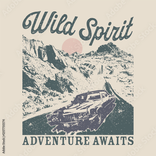 Wild and spirit . Feel the sunset. Mountain artwork. Spirit of the west. Arizona desert vibes graphic print artwork for apparel, American Desert Tour, Vintage wild west Road Tripe, women's , men's,