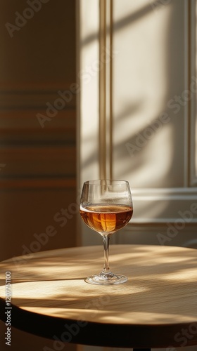 Elegant cocktail served in a vintage glass on a rustic wooden table with a te...