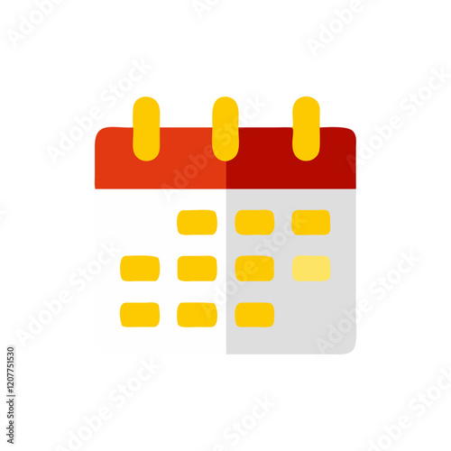 Calendar illustration with orange and yellow colors on white background with copy space