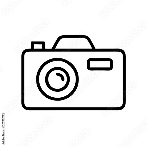 Camera illustration on white background with copy space