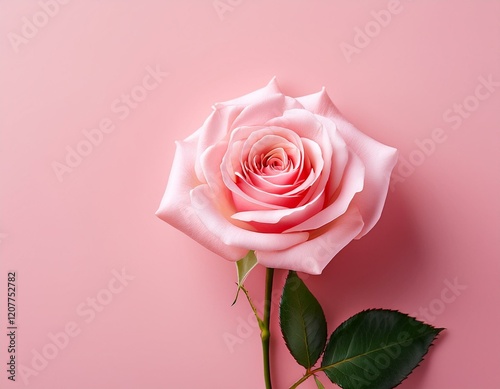 Wallpaper Mural single pink rose on pink background with copy space Torontodigital.ca