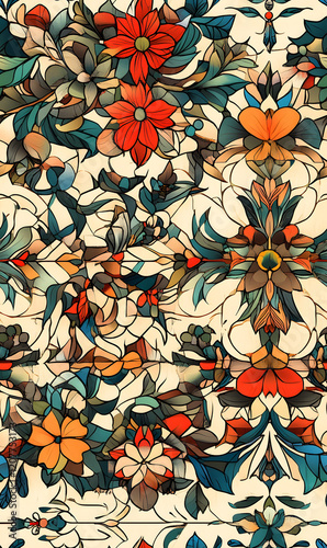 Creative Seamless Pattern 2D Doodle Floral Illustrations for wallpaper, card, tile.