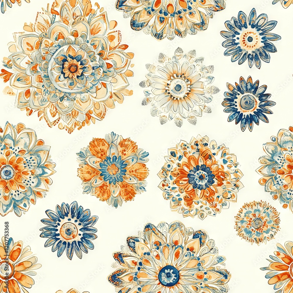 Seamless Pattern - Ornate floral pattern in warm tones. Seamless Pattern - Ornate floral pattern in warm tones.
