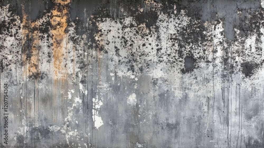Fototapeta premium Weathered Gray Stained Concrete Wall with Textured Surface and Rustic Charm for Background Use