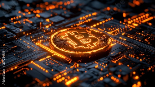 Stunning digital representation of bitcoin on a vibrant technological background