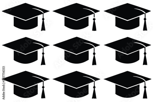 Graduation Cap silhouette Graduation cap illustration graphics solid icon vector
