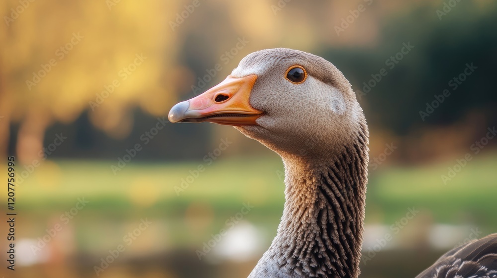 Close Up Portrait of Goose with Soft Focus Background in Natural Outdoor Setting Close Up Portrait of Goose with Soft Focus Background in Natural Outdoor Setting