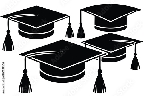 Graduation Cap silhouette Graduation cap illustration graphics solid icon vector