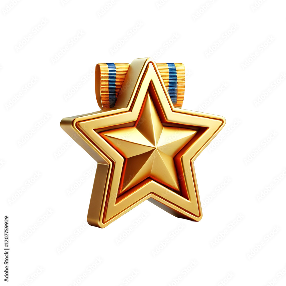 Gold Star Medal with Ribbon Against a Black Background Gold Star Medal with Ribbon Against a Black Background