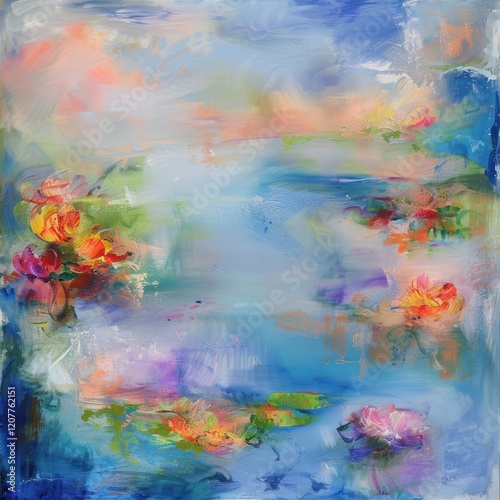 Impressionistic Water Lily Painting