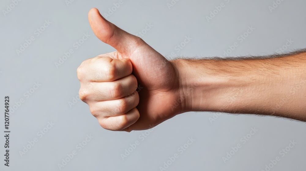 Positive Hand Gesture for Approval and Encouragement on Neutral Background Positive Hand Gesture for Approval and Encouragement on Neutral Background