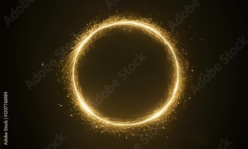gold neon light animation moving in circle shape,