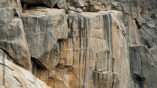 Granite rock formation with vertical stripes ideal for climbing and outdoor adventures in a natural landscape setting. photo