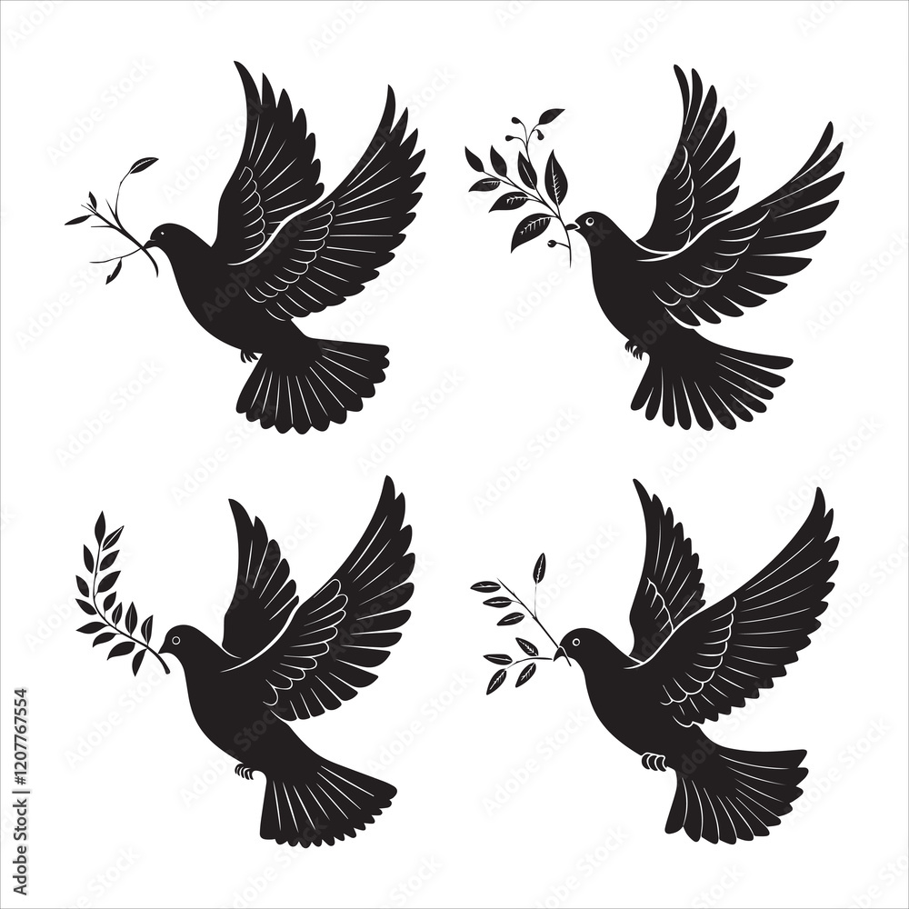 Obraz premium flying dove silhouettes 