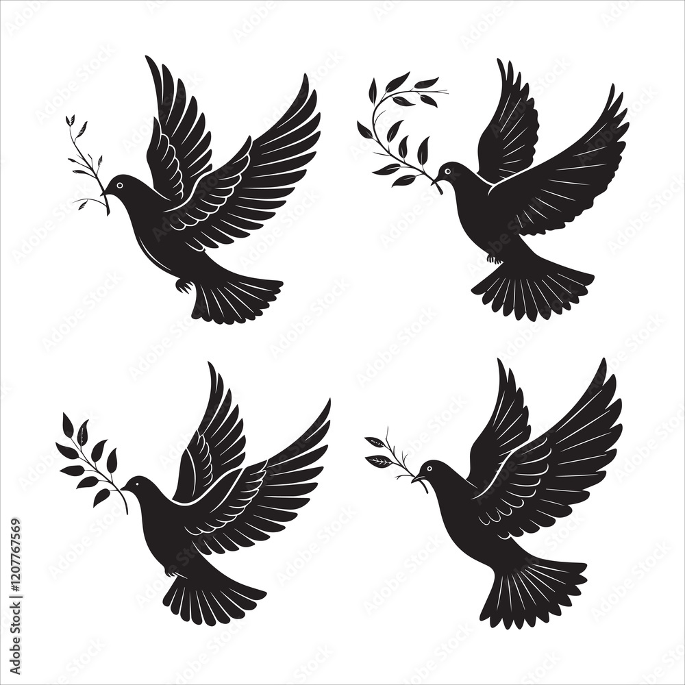 Obraz premium flying dove silhouettes 