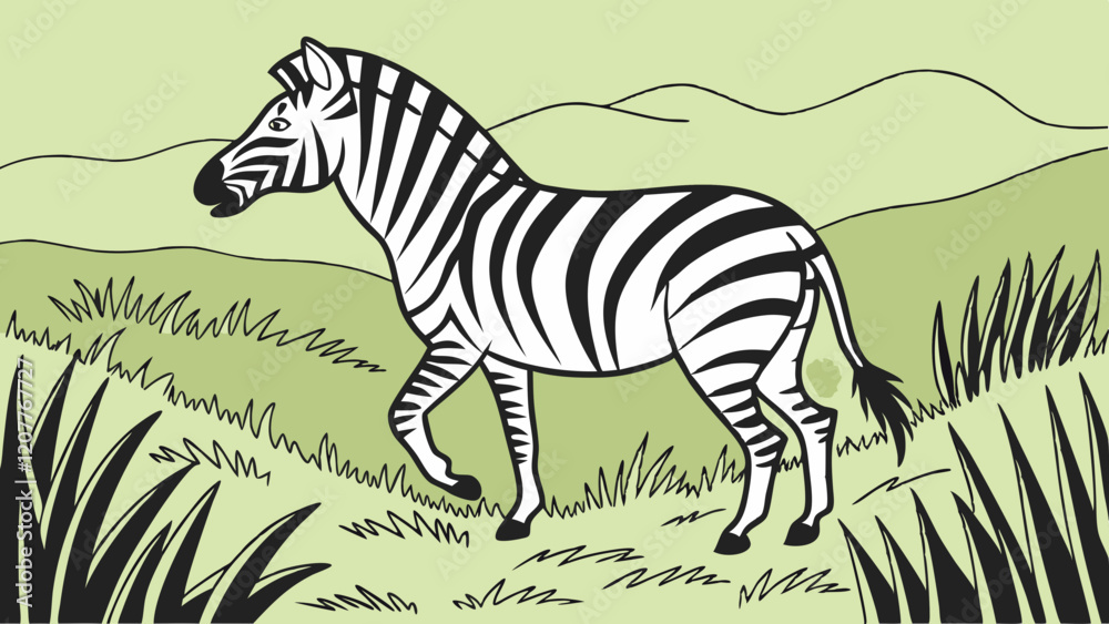 Obraz premium zebra with green grass