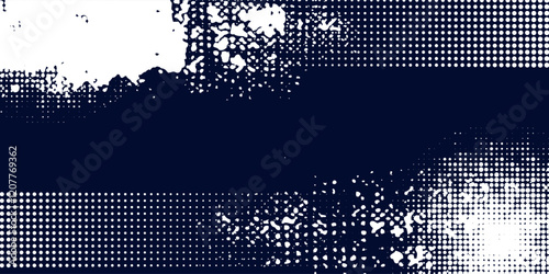 Dots halftone putih & biru pola warna gradien grunge tekstur latar belakang. Dots pop art komik olahraga gaya vektor ilustrasi. eps 10