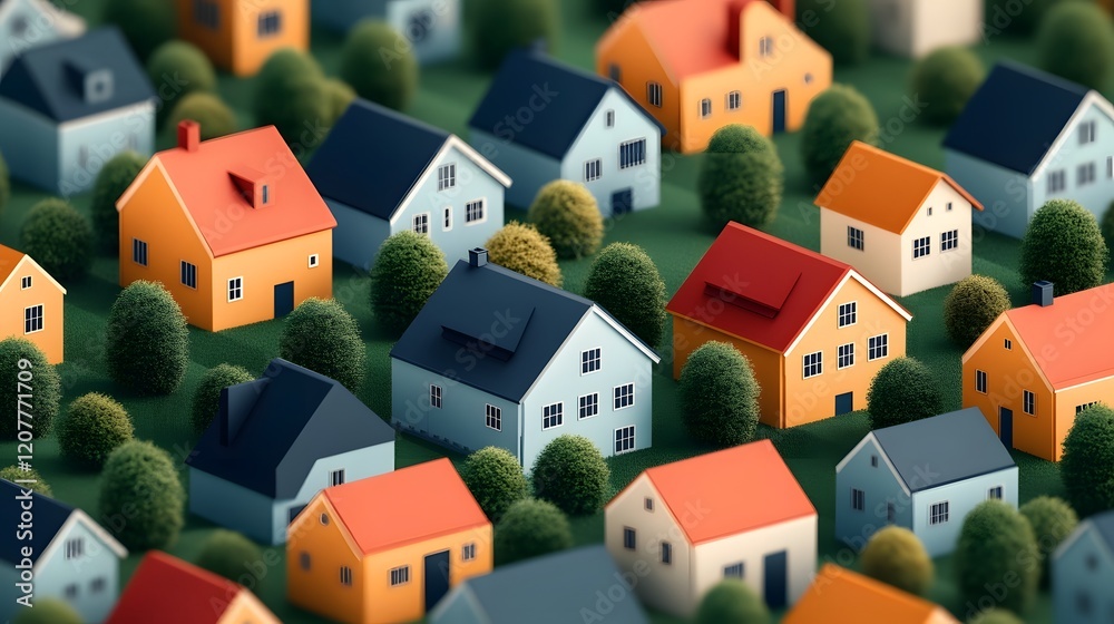 Aerial View of a Vibrant Residential Neighborhood with Diverse Architectural Styles and Zoning Aerial View of a Vibrant Residential Neighborhood with Diverse Architectural Styles and Zoning