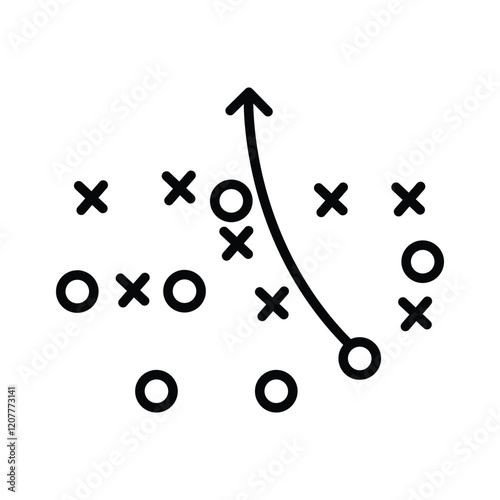 soccer tactics icon, game success strategy in football, scheme play, vector illustration on white background.