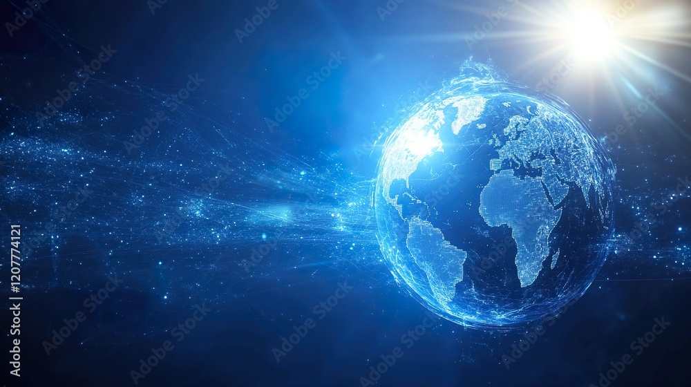 Fototapeta premium Global Digital Network Connectivity Over Earth