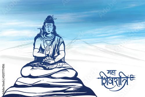 Maha shivratri celebration card baackground with lord shiva hand draw sketch design