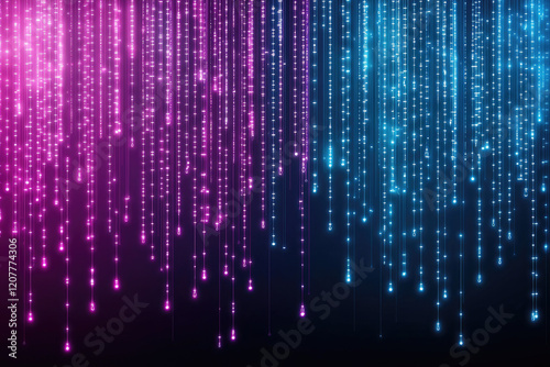 Wallpaper Mural Glowing neon lines in pink and blue create futuristic background Torontodigital.ca