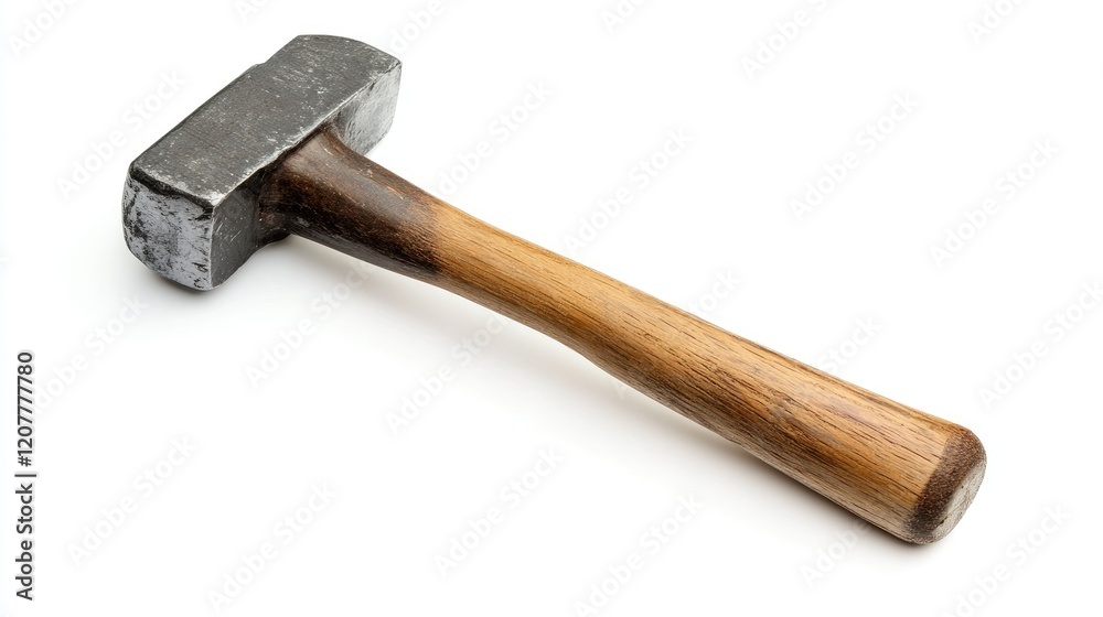 Professional carpentry tool focus on a hammer with a wooden handle isolated on a white background for construction and woodworking projects Professional carpentry tool focus on a hammer with a wooden handle isolated on a white background for construction and woodworking projects