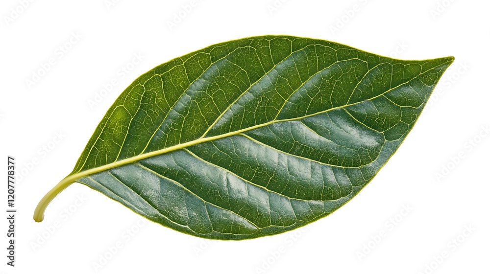 Obraz premium Single green leaf isolated on white background.