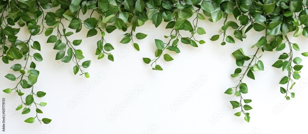 Botanical design featuring green foliage leaves framing a blank white space for text, top-down perspective, ideal for nature-themed backgrounds. Botanical design featuring green foliage leaves framing a blank white space for text, top-down perspective, ideal for nature-themed backgrounds.
