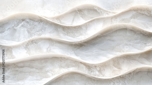 Abstract textured white waves pattern on a surface with natural marble appearance and gentle curves Copy Space photo