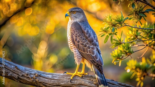 Gray Hawk Perched South Texas Tree - AI Food Photography photo