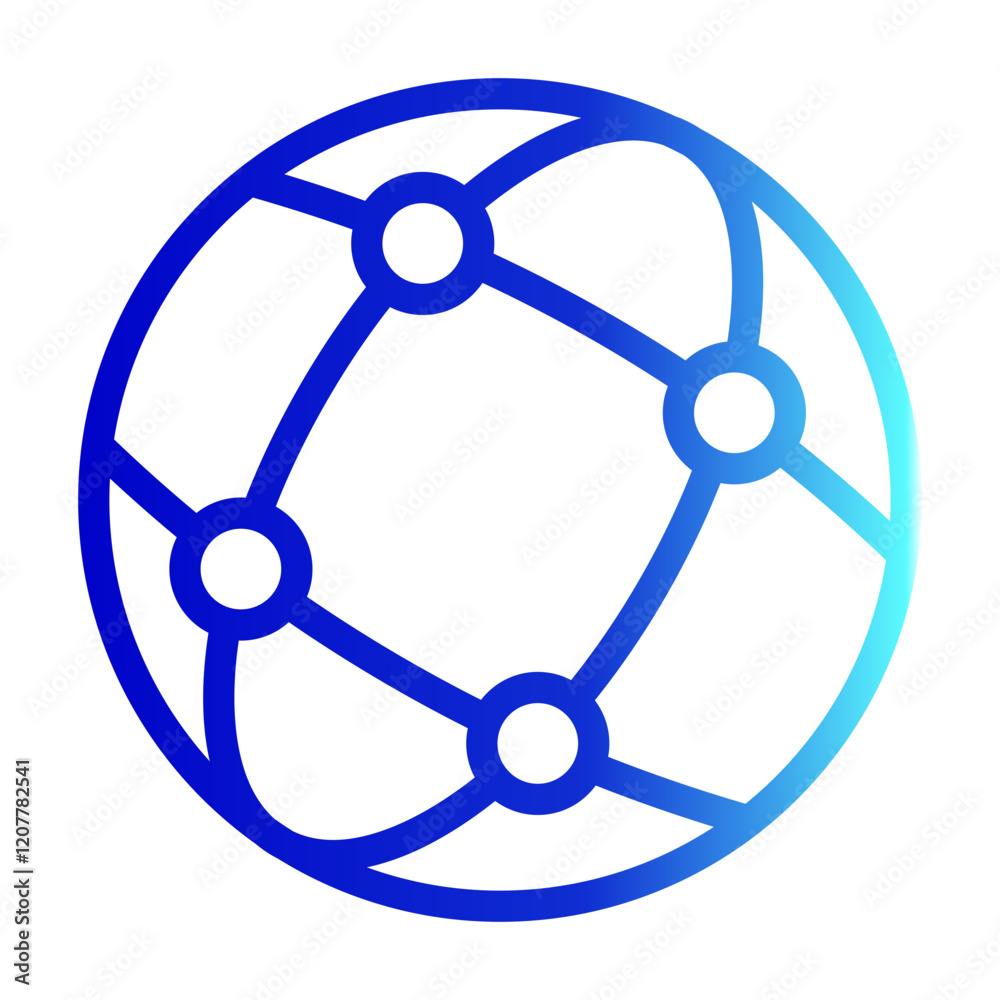 Global Network Icon with Outline Gradient Style Global Network Icon with Outline Gradient Style