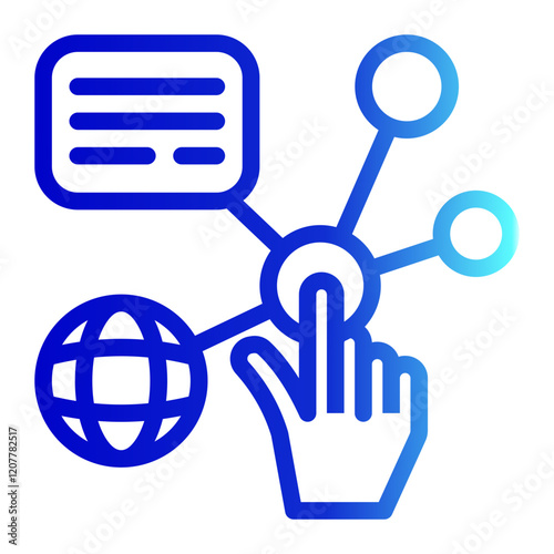 Interactive Icon with Outline Gradient Style