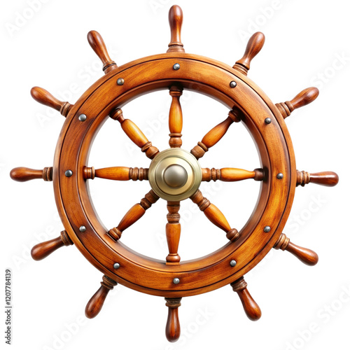 Ornate Wooden Ship's Wheel, Perfect Nautical Decor
