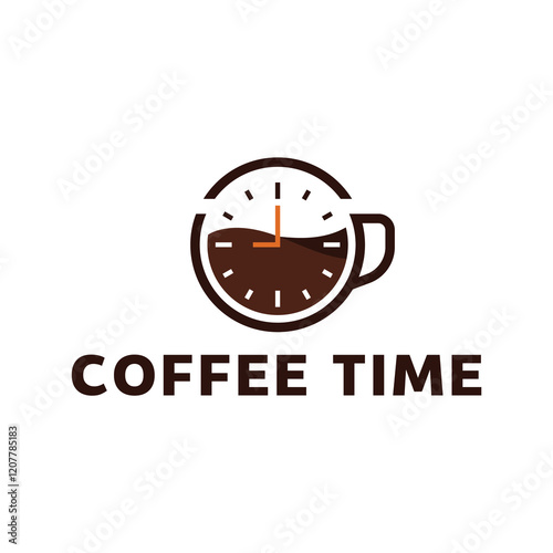 Simple coffee time flat logo illustration.