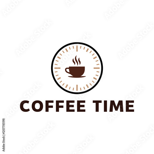 Simple coffee time flat logo illustration.
