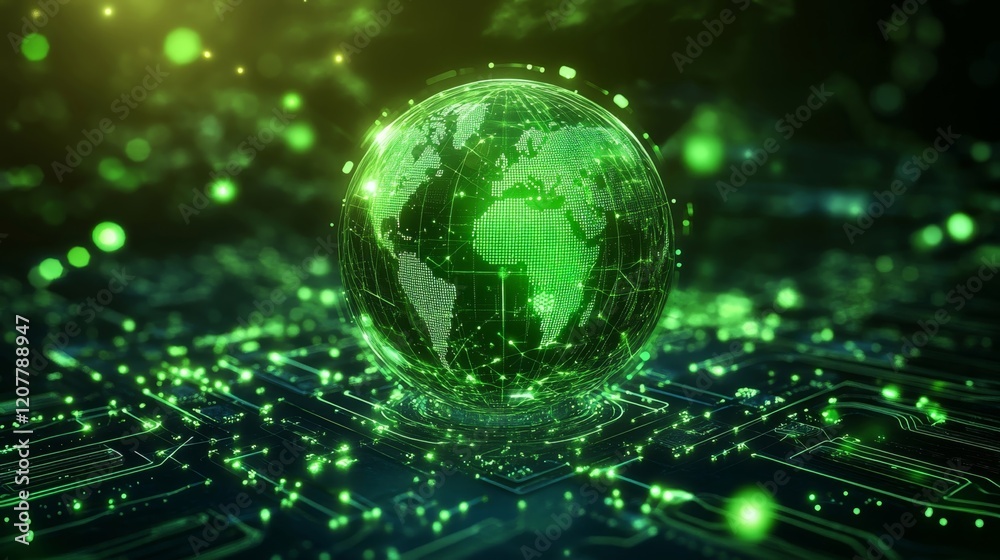 Obraz premium Illuminating the Path to a Green Future with AI-Powered Eco Circuits and Renewable Energy
