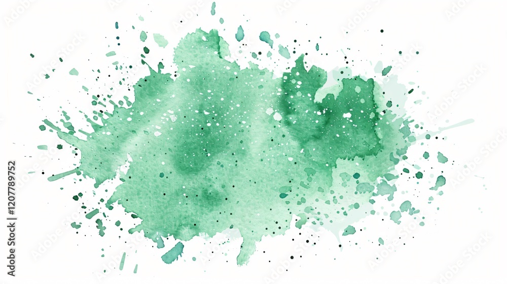 Watercolor Mint Splash Spot Abstract Background Painting Watercolor Mint Splash Spot Abstract Background Painting
