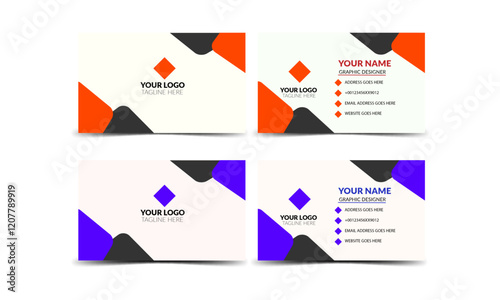  Business Card Modern business card template Flat design Business Card Layout Double sided business card template professional business card color Business card