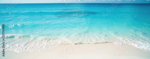 Soft blue waves caress the pristine white sand , relaxation, gentle, sand