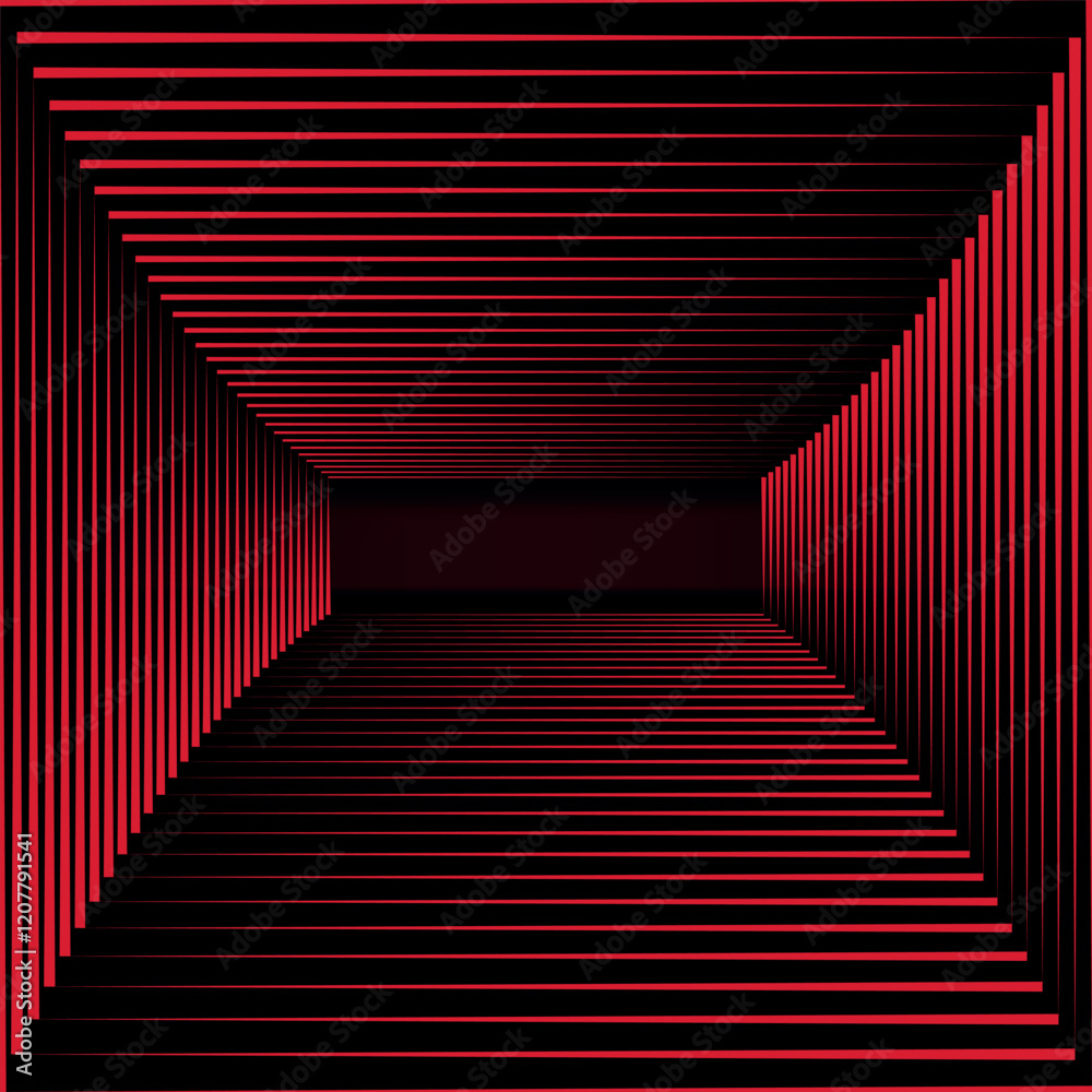 Fototapeta premium Abstract red laser beam. Transparent isolated on black background. Vector illustration.the lighting effect