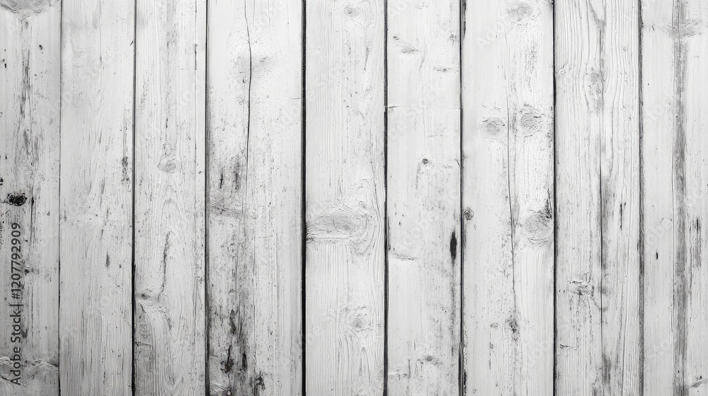 Naklejka premium Weathered white wooden planks background with grain texture and Copy Space for design purposes