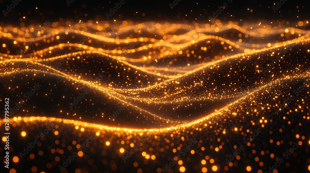 Obraz premium Golden Particle Waves: Abstract Background Texture