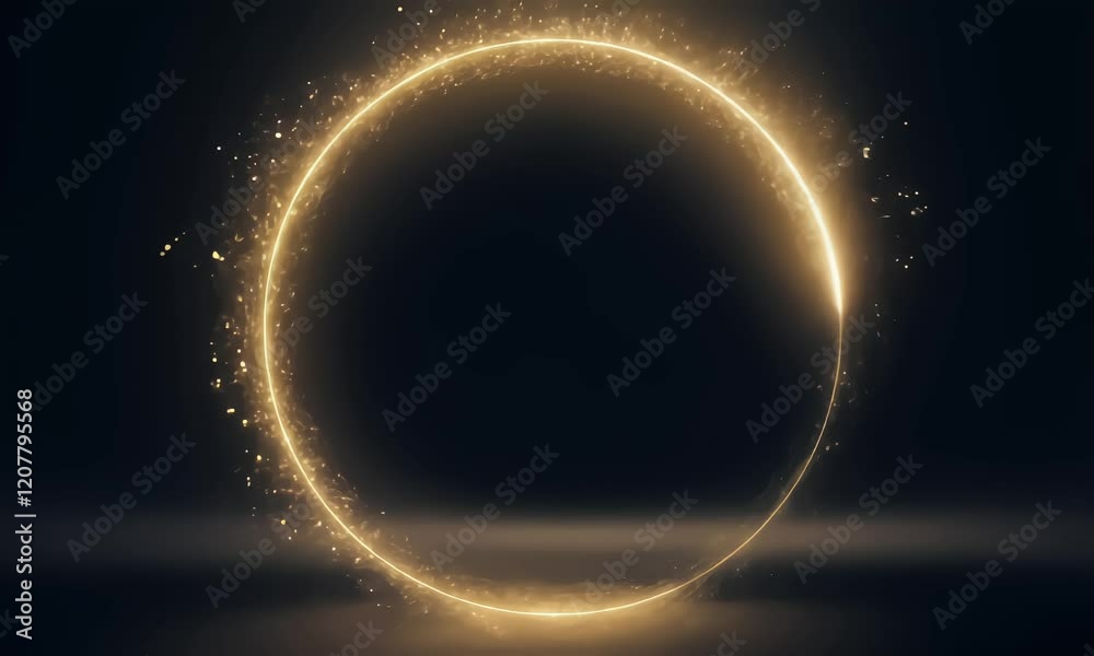 gold neon light animation moving in circle shape